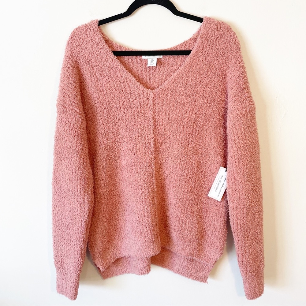 Cupcakes and Cashmere Soft & Cozy Light Pink Mauve V-Neck Sweater only worn once